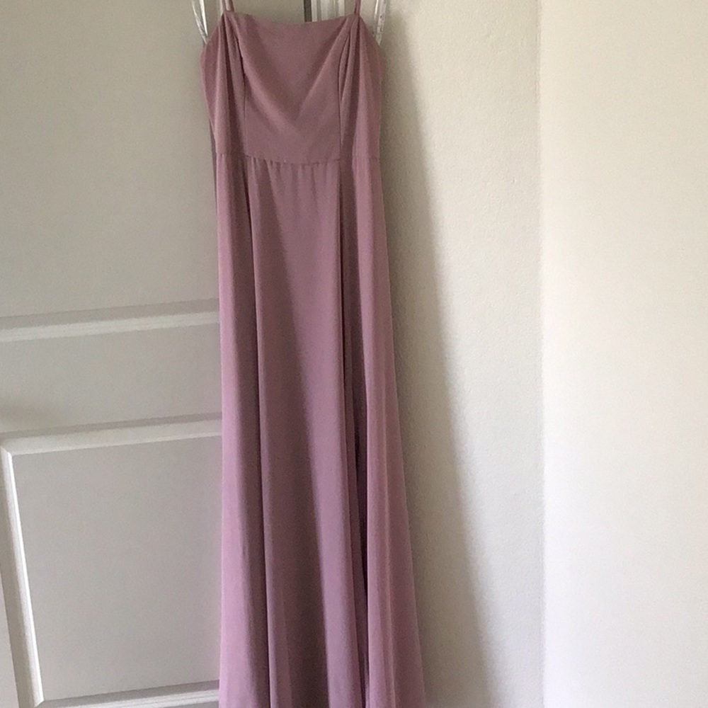 RoseQuartz empire waist David’s Bridal Bridesmaid Dress